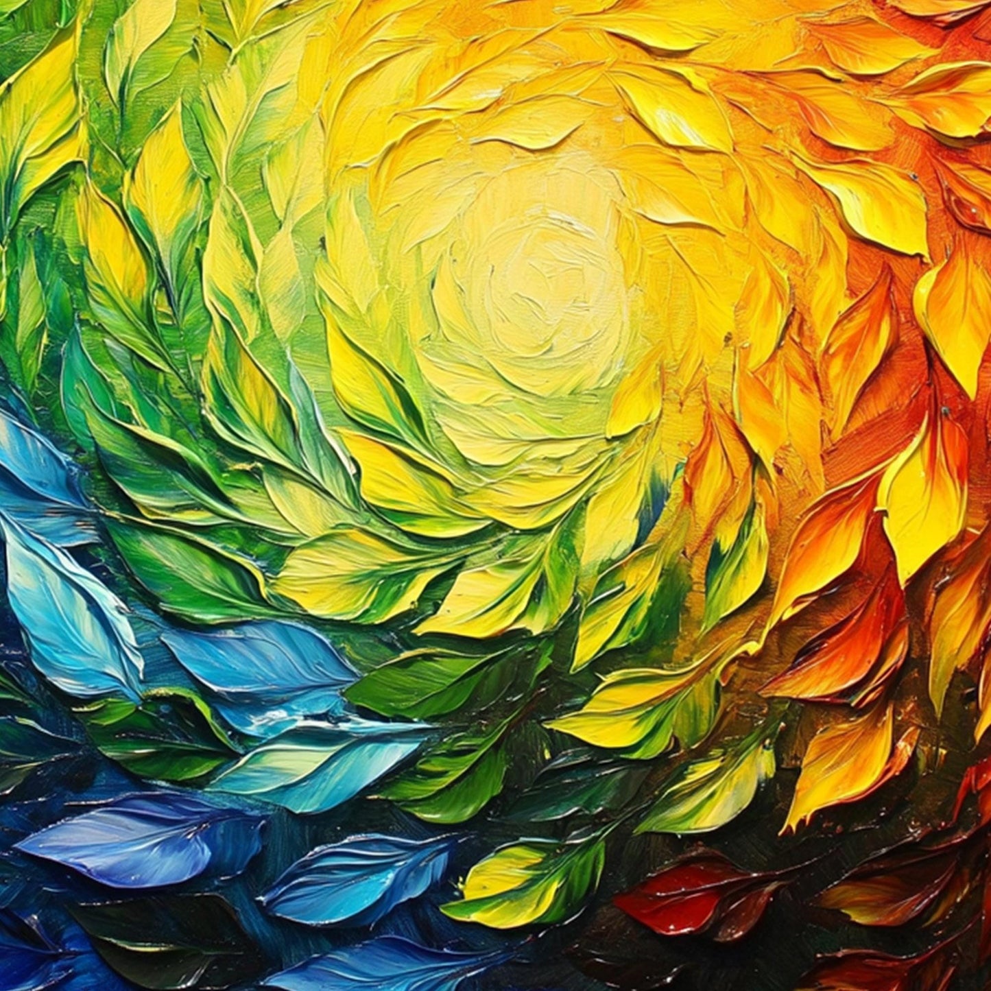 Abstract Impasto Botanical Leaf Wall Art