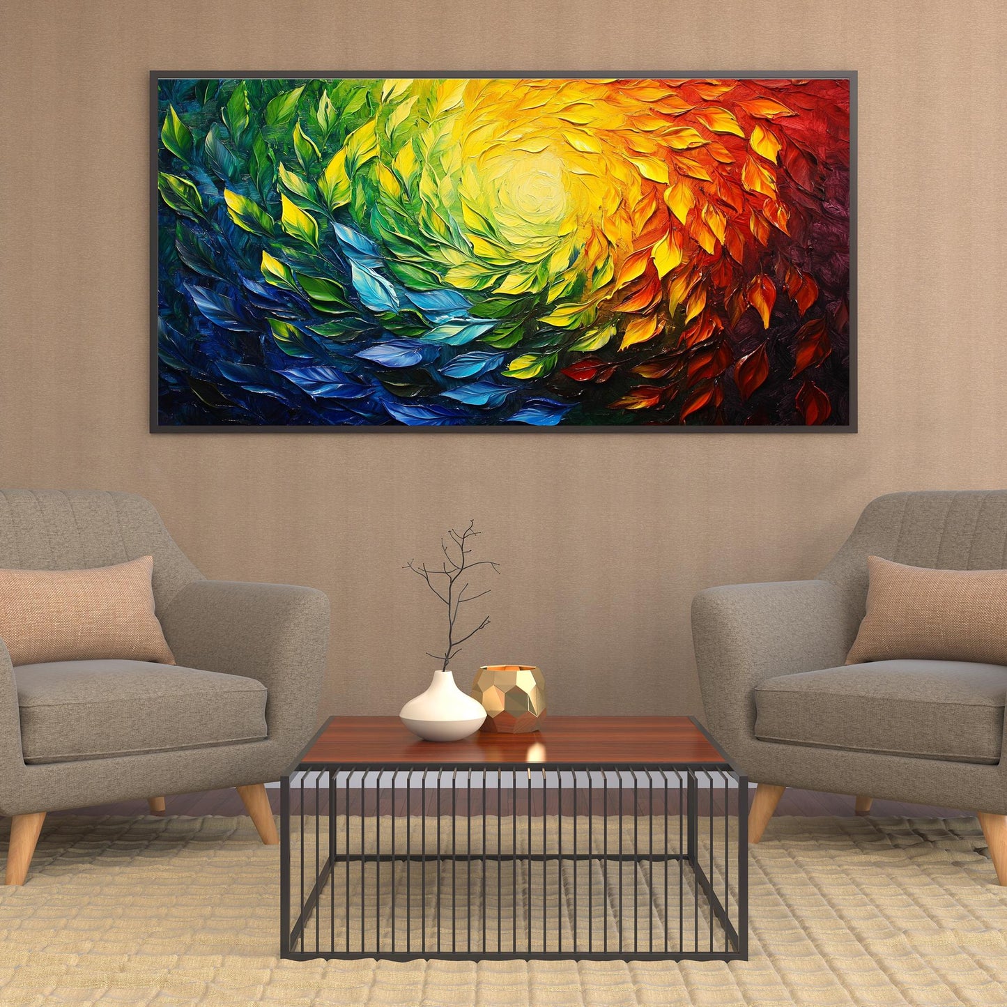Abstract Impasto Botanical Leaf Wall Art