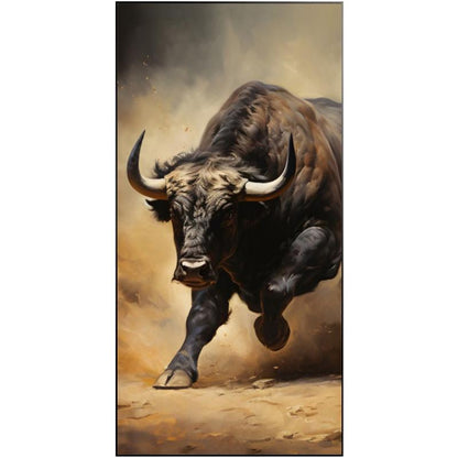 Classical Bull Oil Painting on Canvas, Large Original Bull Canvas Wall Art, Modern Hand-painted Animal Painting for Living Room, Home Décor