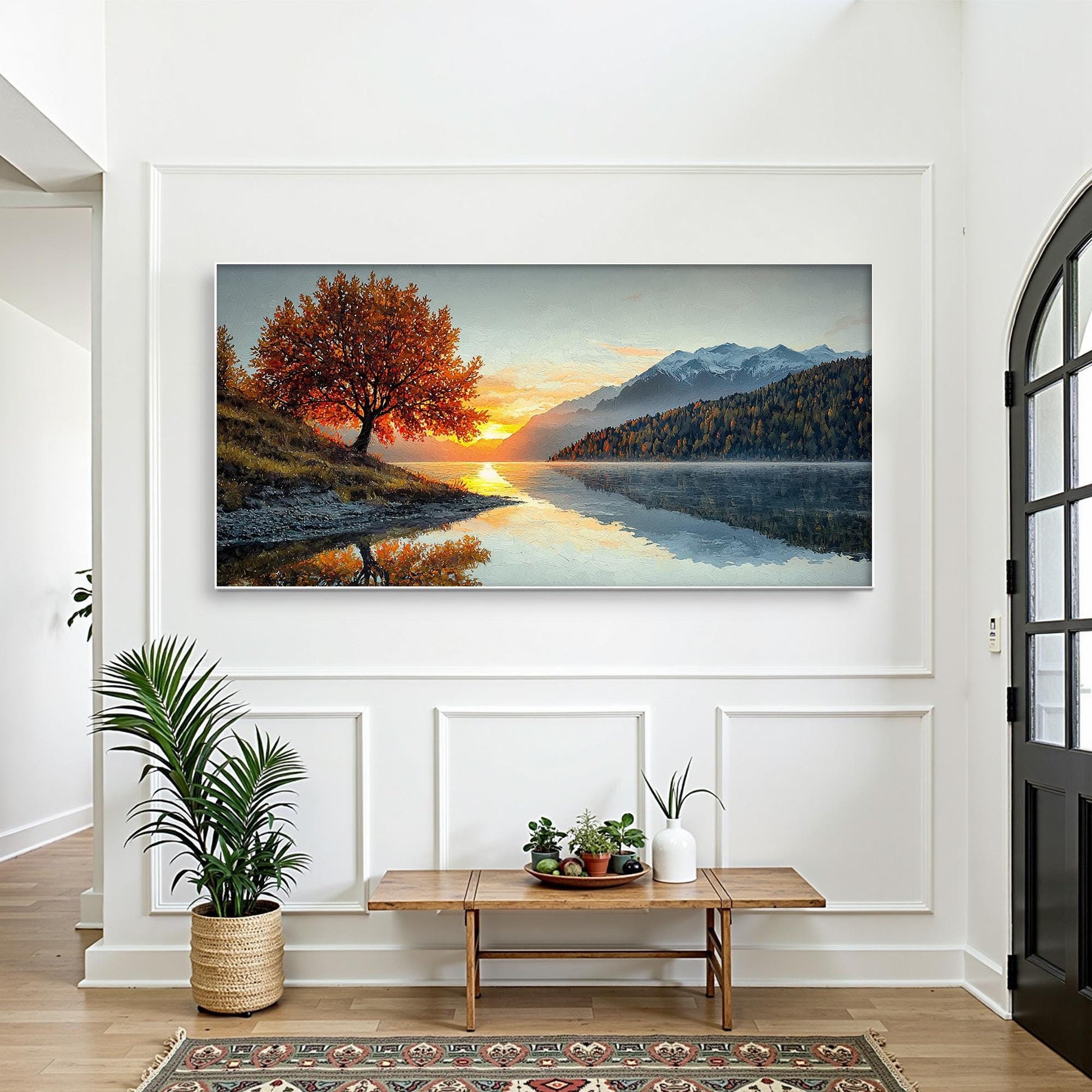 Original Autumn – Gold Lake Landscape Wall Art | Impasto Hand-Painted Painting, view 1