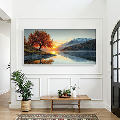 Original Autumn – Gold Lake Landscape Wall Art | Impasto Hand-Painted Painting, view 1