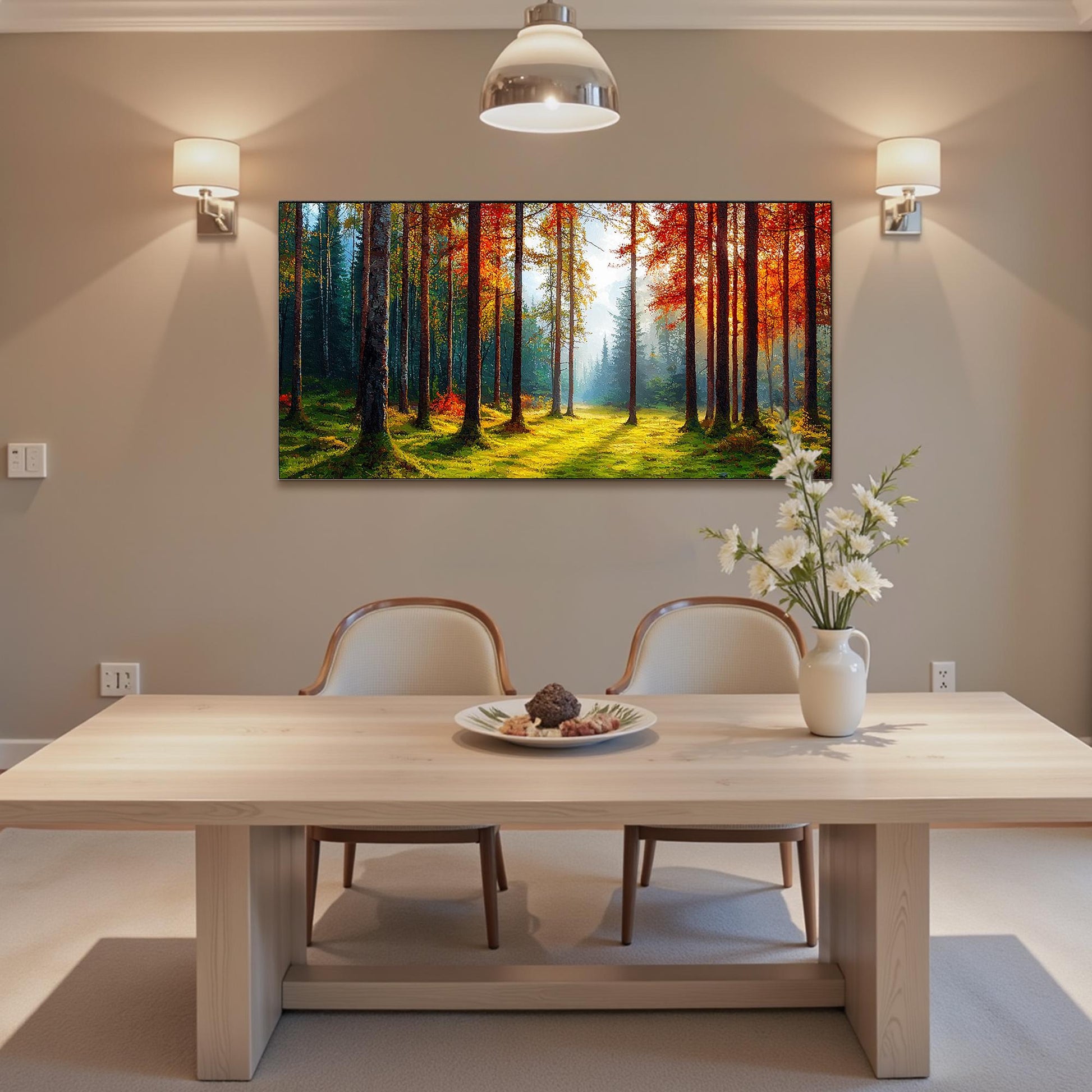 Original Autumn Forest – Forest Tree Wall Art | Hand-Painted Oil Painting, view 3