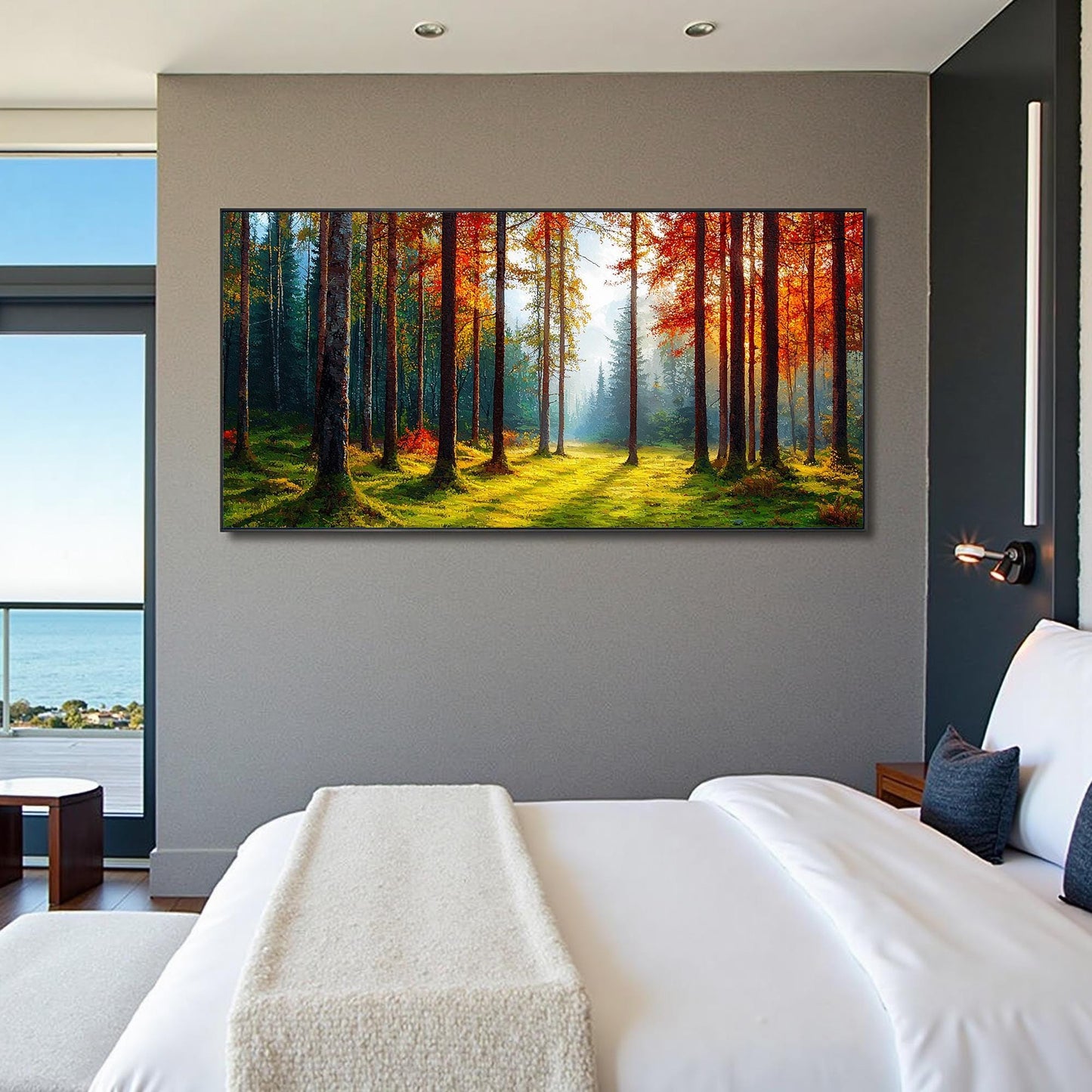 Vibrant Autumn Forest Tree Wall Art – Oil Painting