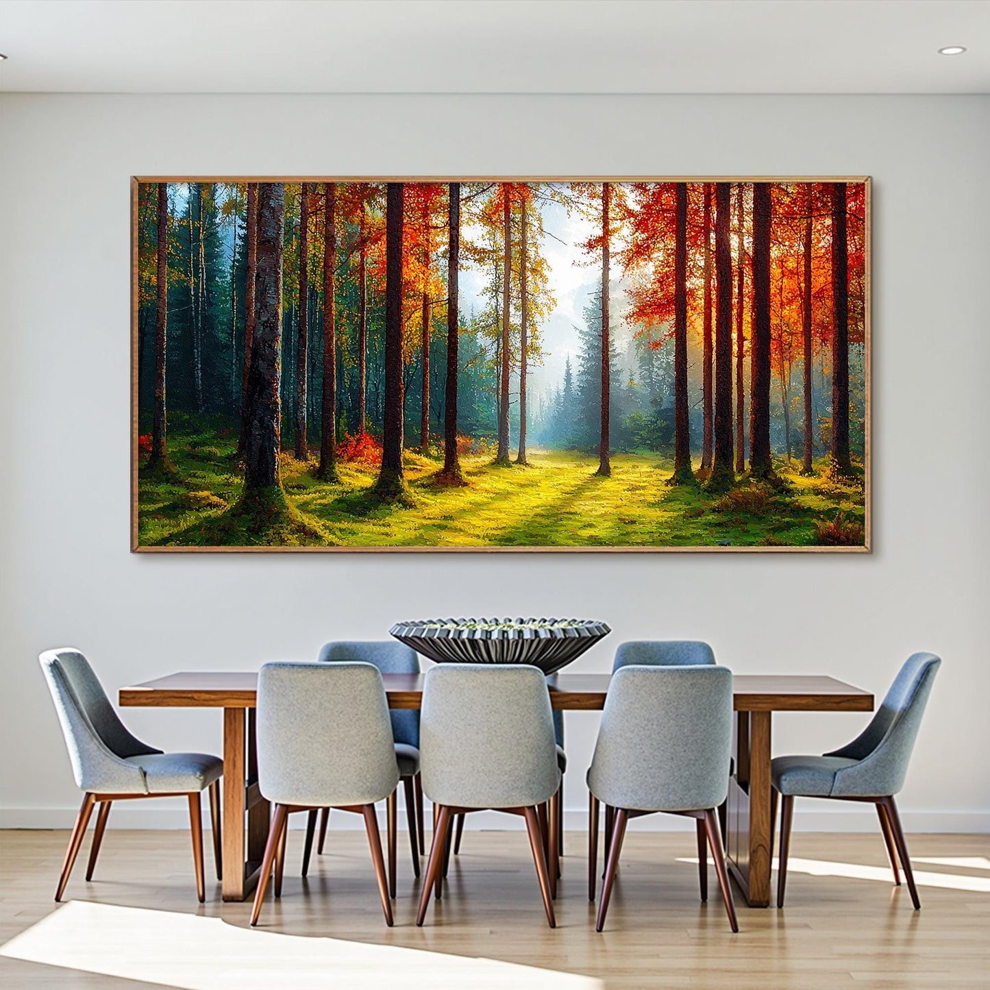 Vibrant Autumn Forest Tree Wall Art – Oil Painting