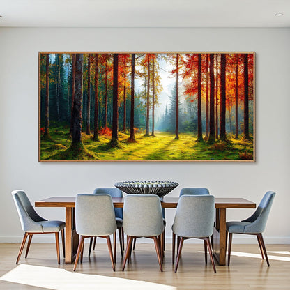 Vibrant Autumn Forest Tree Wall Art – Oil Painting