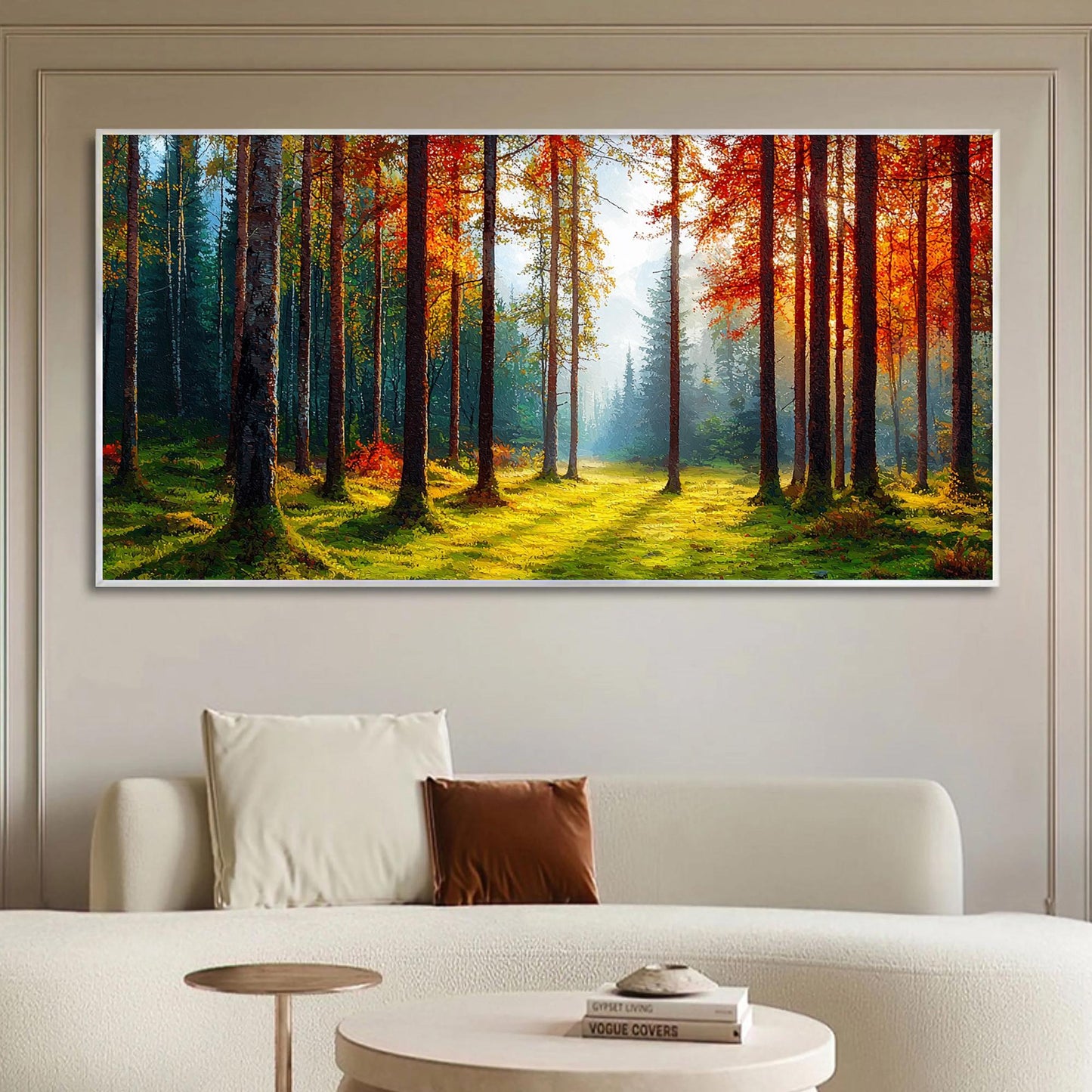Vibrant Autumn Forest Tree Wall Art – Oil Painting