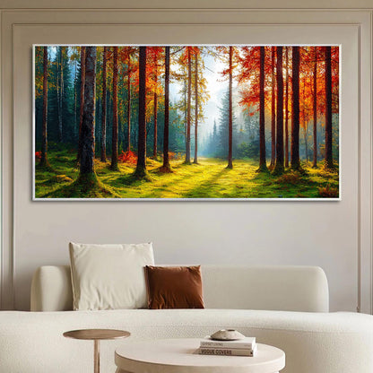Vibrant Autumn Forest Tree Wall Art – Oil Painting