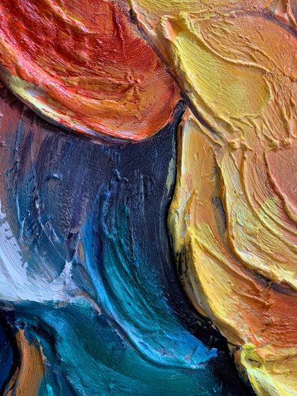 Textured Oil Painting On Canvas, Colorful Abstract Wall Art – Colorful Abstract Wall Art | Textured Hand-Painted Oil Painting