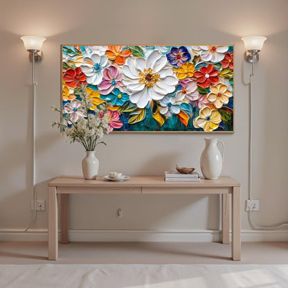 Vibrant Abstract Impasto Bouquet Floral Wall Art Painting