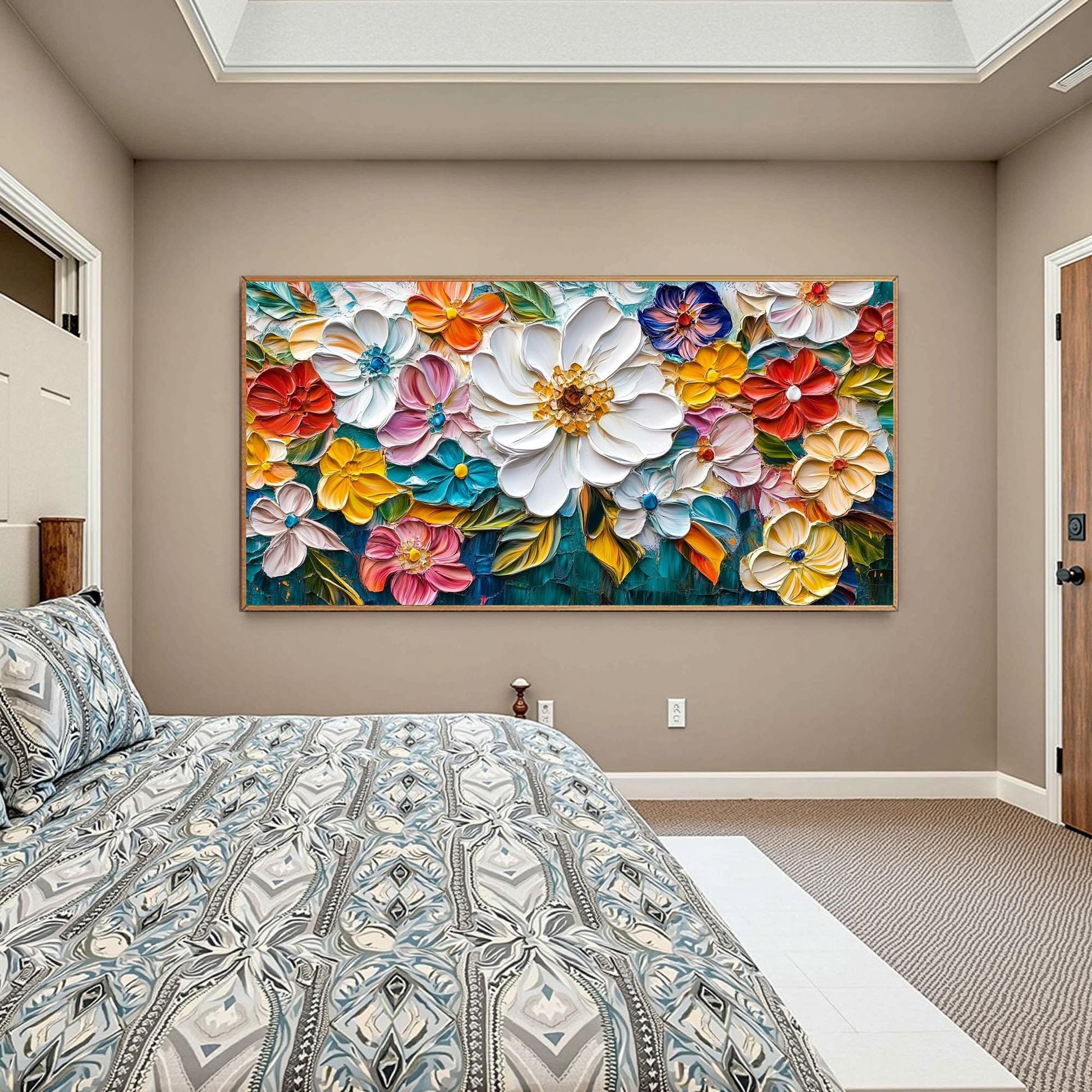 Original – Bouquet Floral Wall Art | Abstract Impasto Hand-Painted Painting, view 4