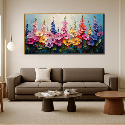 Colorful Impasto Wildflower Floral Wall Art – Textured Meadow Painting