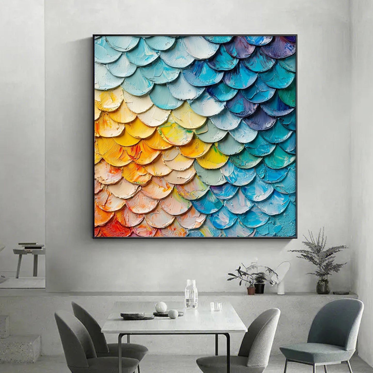 Textured Impasto Abstract Wall Art – Rainbow Palette Knife Painting