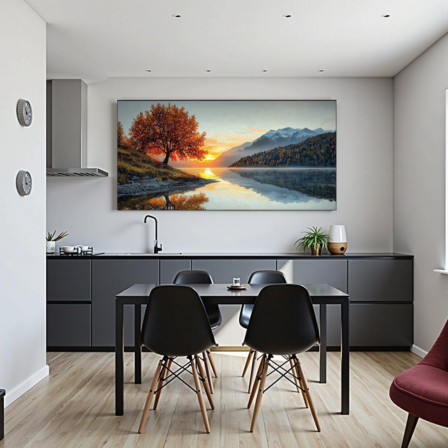 Original Autumn – Gold Lake Landscape Wall Art | Impasto Hand-Painted Painting, view 3