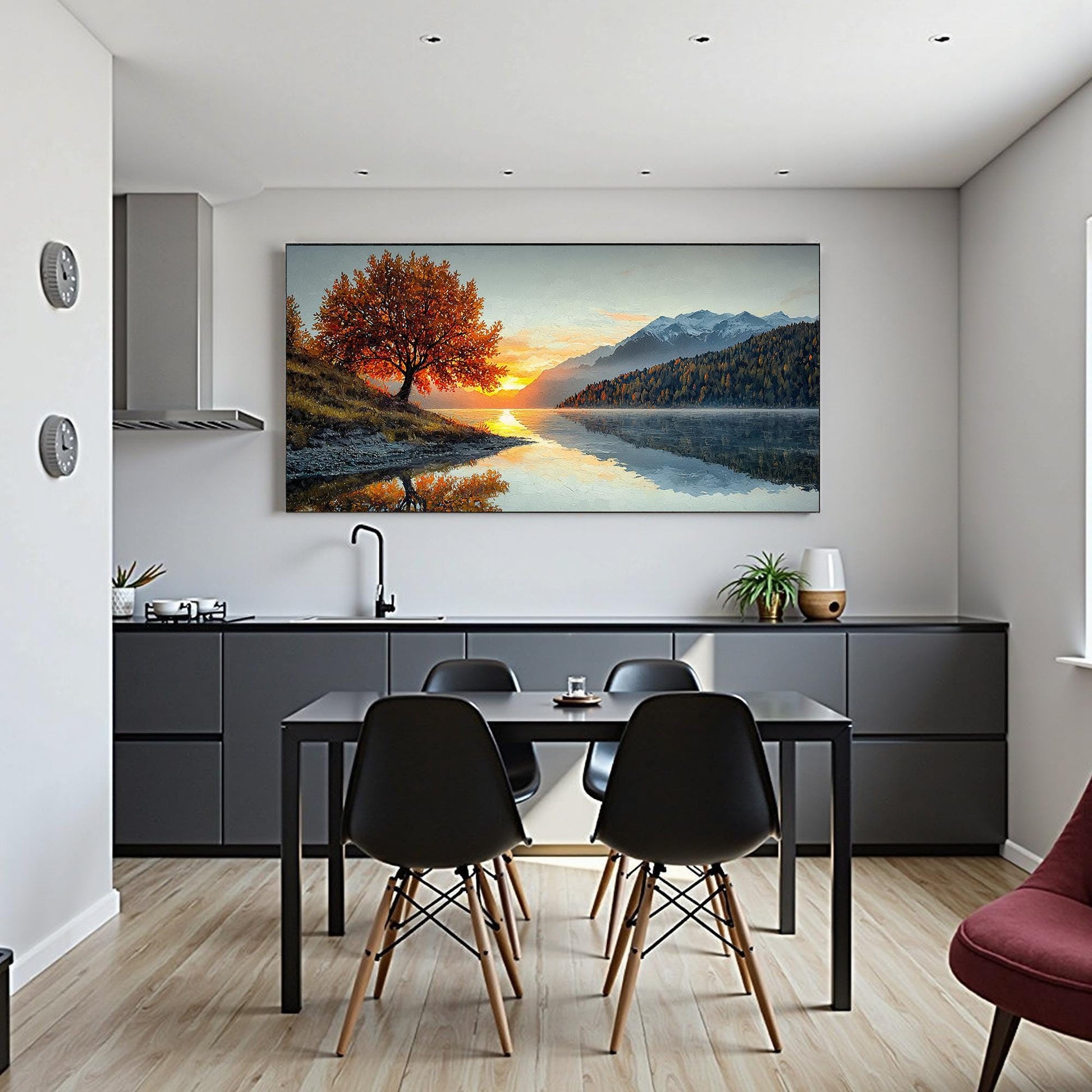Original Autumn – Gold Lake Landscape Wall Art | Impasto Hand-Painted Painting, view 3