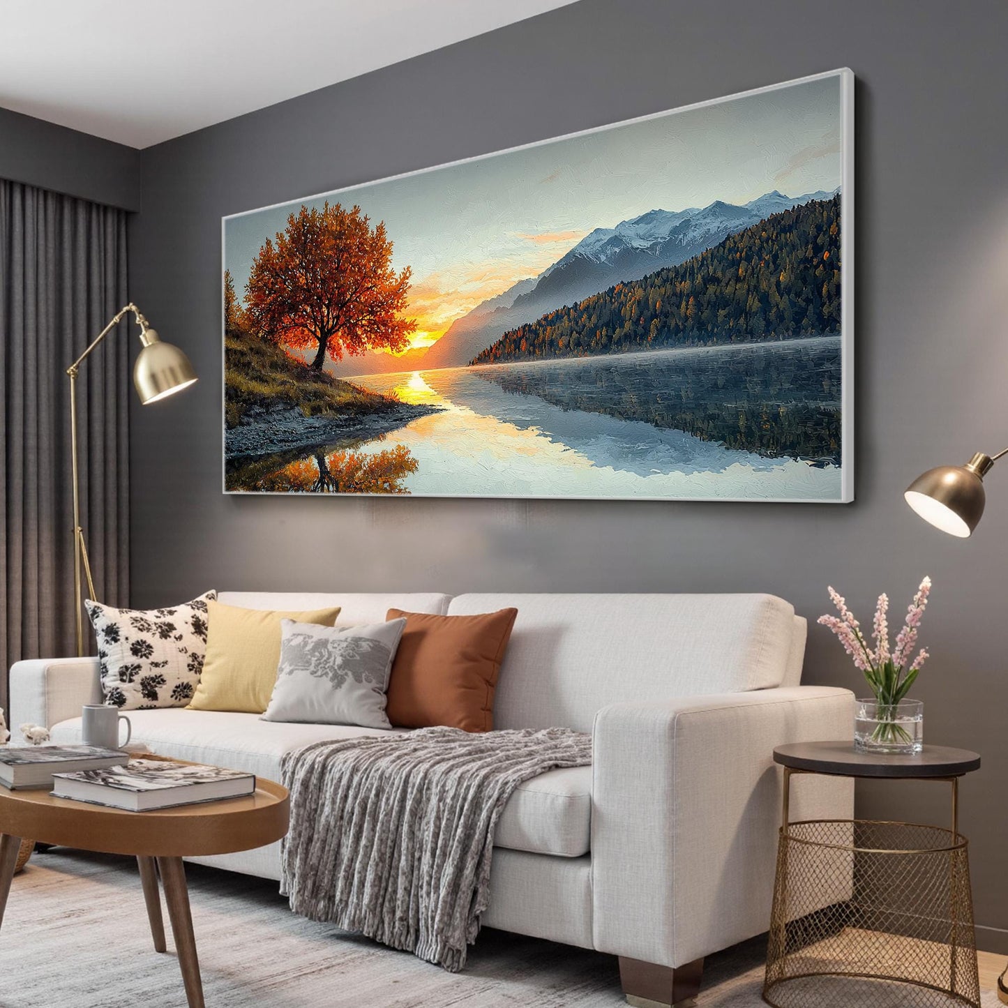Original Autumn – Gold Lake Landscape Wall Art | Impasto Hand-Painted Painting, view 2