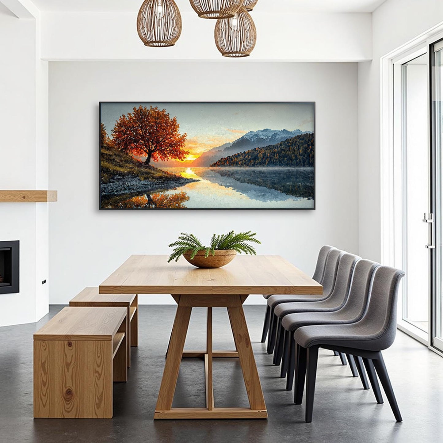 Original Autumn – Gold Lake Landscape Wall Art | Impasto Hand-Painted Painting, view 4