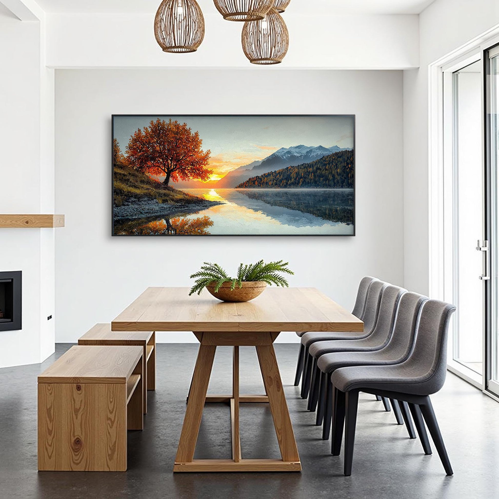 Original Autumn – Gold Lake Landscape Wall Art | Impasto Hand-Painted Painting, view 4