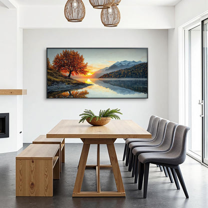 Original Autumn – Gold Lake Landscape Wall Art | Impasto Hand-Painted Painting, view 4