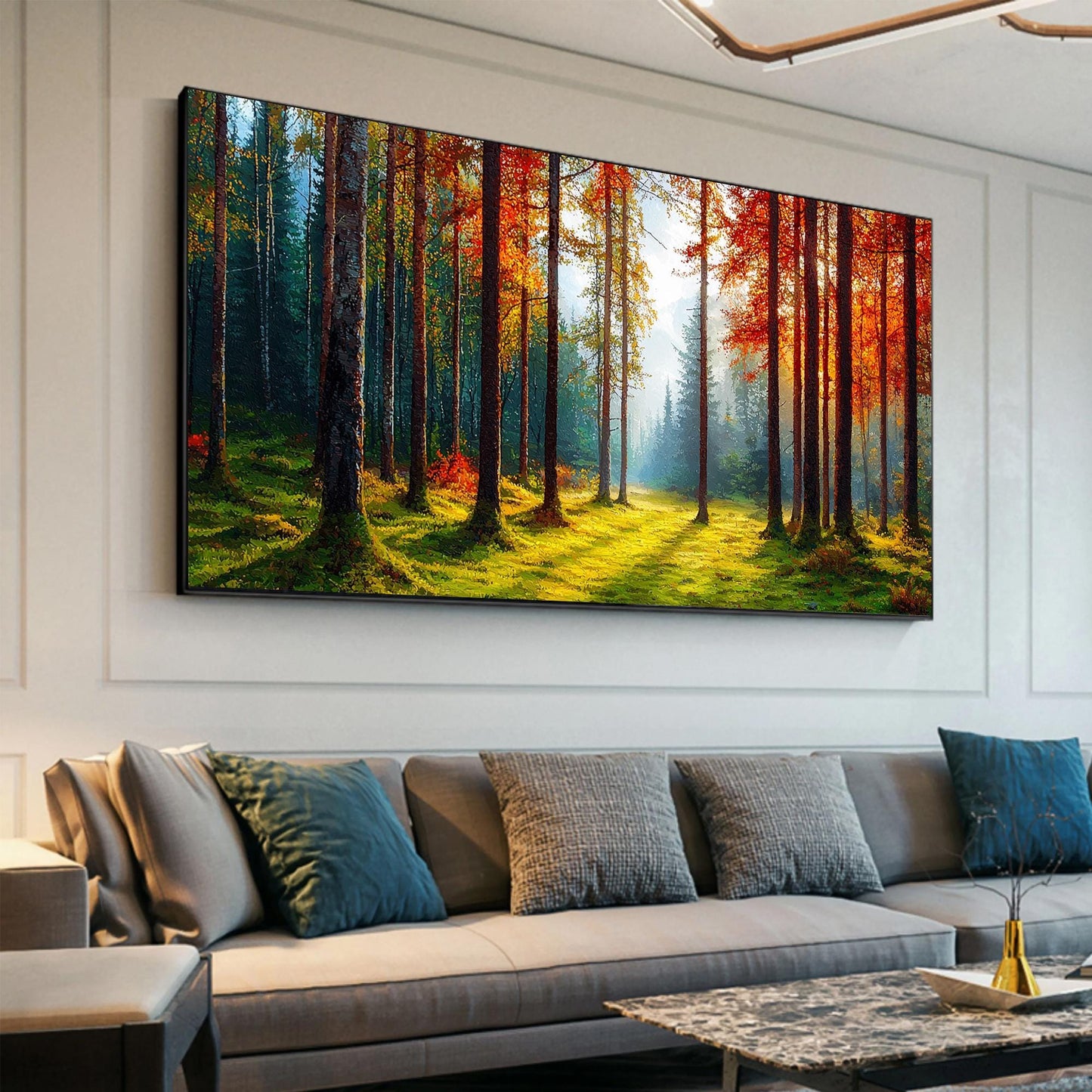 Original Autumn Forest – Forest Tree Wall Art | Hand-Painted Oil Painting, view 4