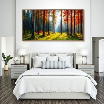 Vibrant Autumn Forest Tree Wall Art – Oil Painting
