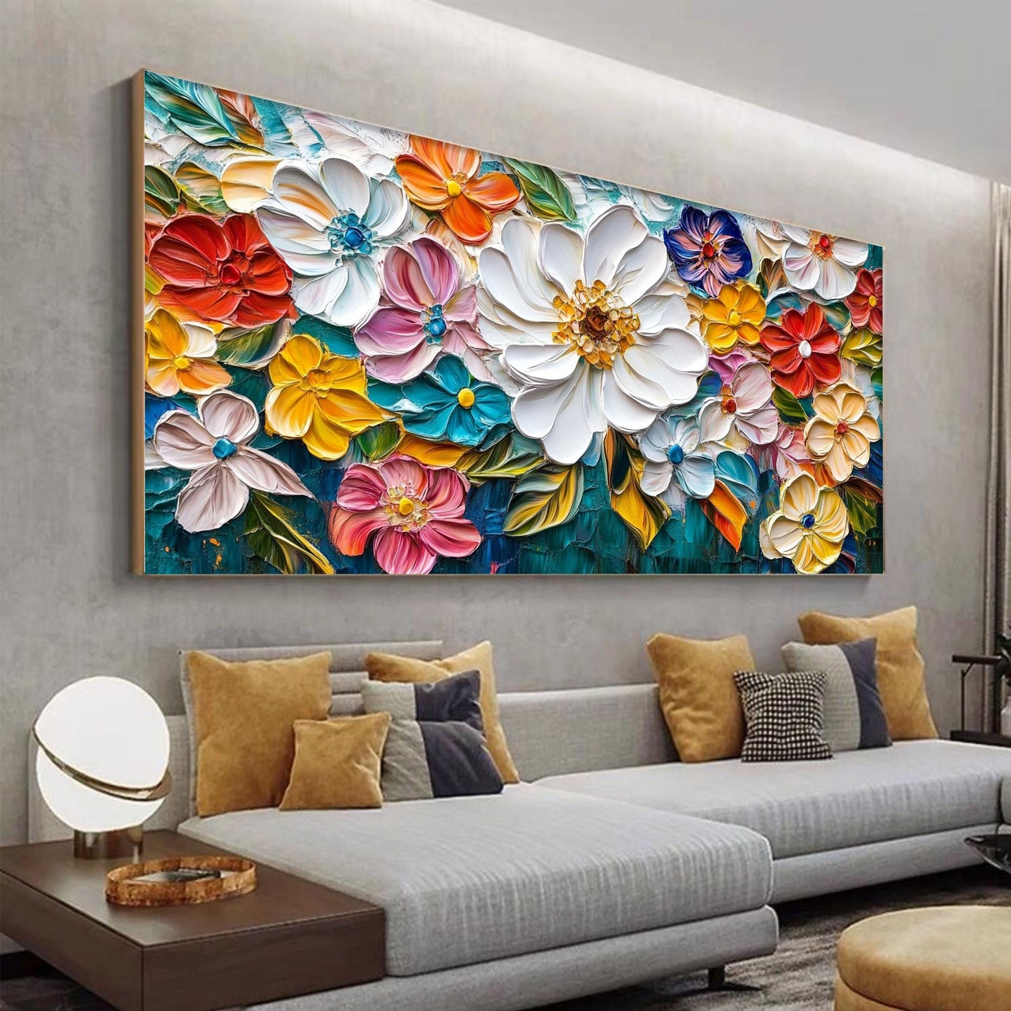 Vibrant Abstract Impasto Bouquet Floral Wall Art Painting