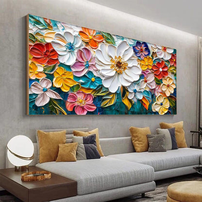 Vibrant Abstract Impasto Bouquet Floral Wall Art Painting
