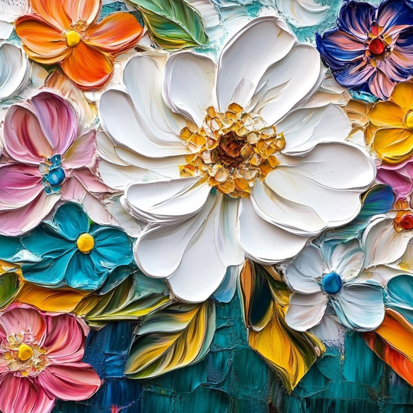 Original – Bouquet Floral Wall Art | Abstract Impasto Hand-Painted Painting, view 3