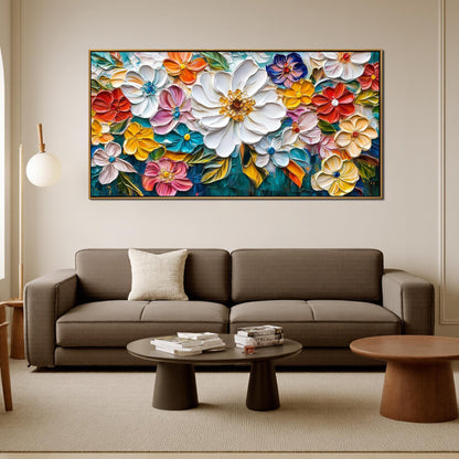 Vibrant Abstract Impasto Bouquet Floral Wall Art Painting
