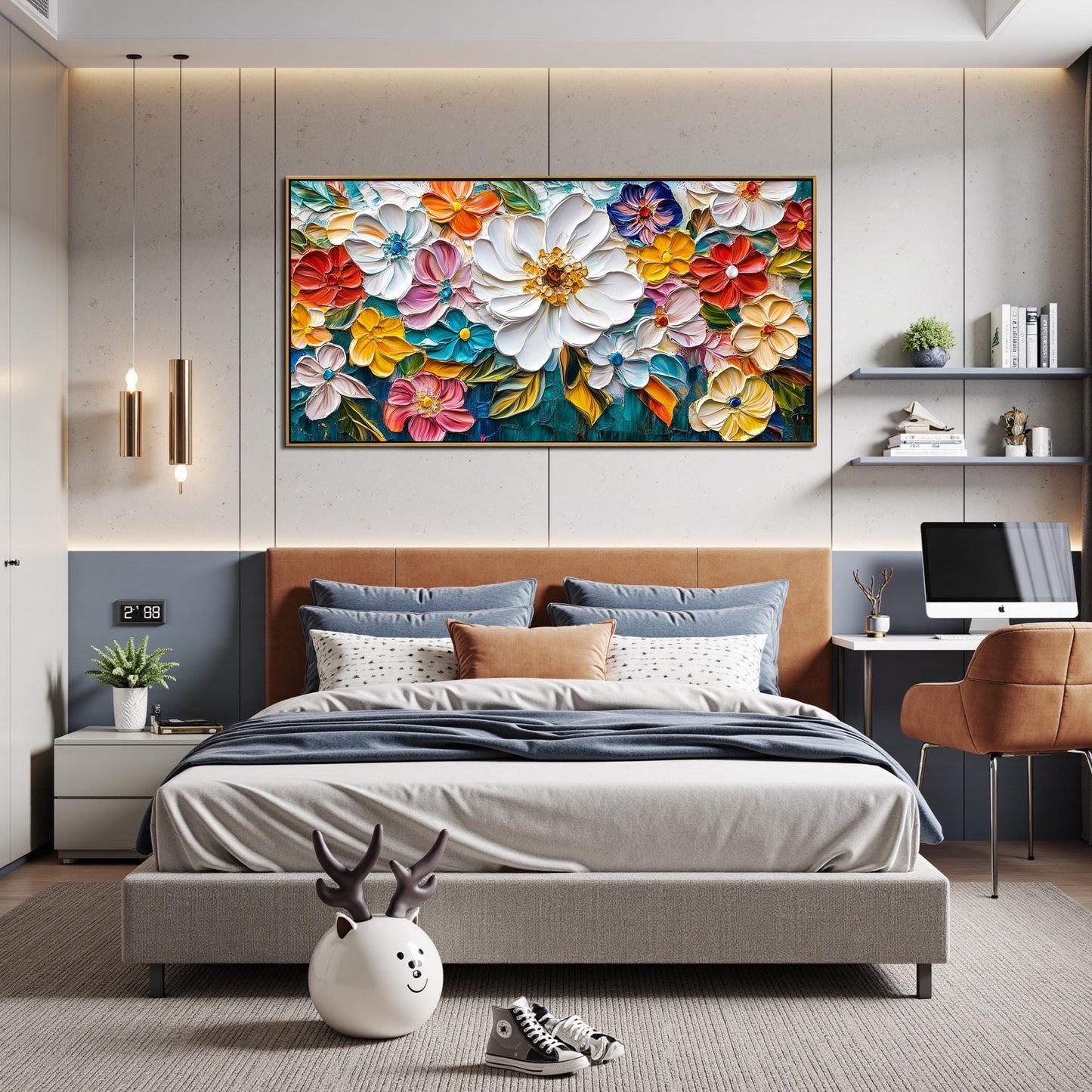Vibrant Abstract Impasto Bouquet Floral Wall Art Painting