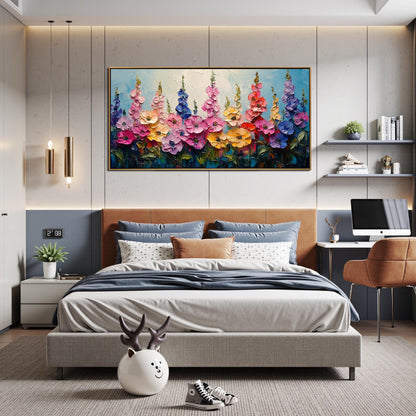 Colorful Impasto Wildflower Floral Wall Art – Textured Meadow Painting