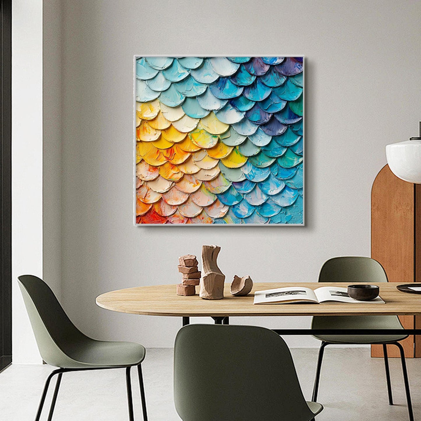 Textured Impasto Abstract Wall Art – Rainbow Palette Knife Painting