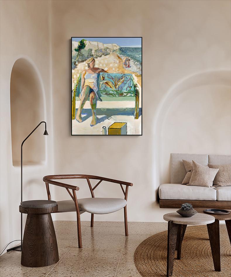 Impressionist Lady Oil Painting on Canvas, Large Abstract Seascape Canvas Wall Art, Modern Seashore Wall Art for Living Room, Beach Wall Art