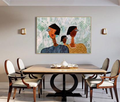 Large Abstract Lady Canvas Wall Art, Hand-painted Women Figures Oil Painting on Canvas, Modern Textured Wall Art for Living Room, Home Décor