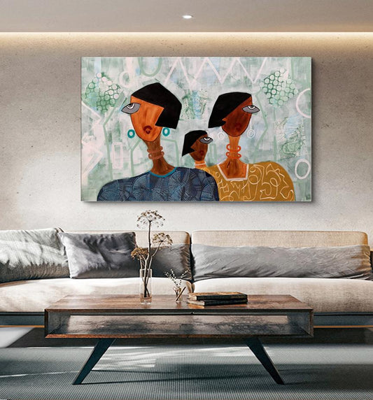 Large Abstract Lady Canvas Wall Art, Hand-painted Women Figures Oil Painting on Canvas, Modern Textured Wall Art for Living Room, Home Décor