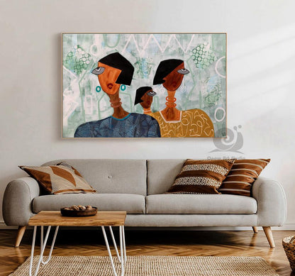 Large Abstract Lady Canvas Wall Art, Hand-painted Women Figures Oil Painting on Canvas, Modern Textured Wall Art for Living Room, Home Décor