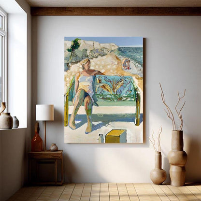 Impressionist Lady Oil Painting on Canvas, Large Abstract Seascape Canvas Wall Art, Modern Seashore Wall Art for Living Room, Beach Wall Art