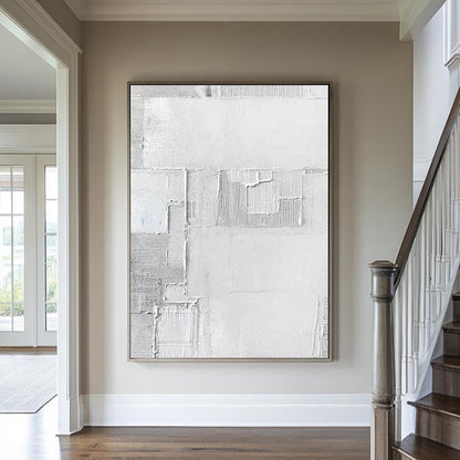 Grey and White Abstract Painting – Minimalist Wall Art