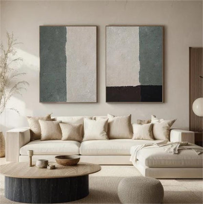 Green Minimalist Painting Set – Abstract Canvas Art – Abstract Painting