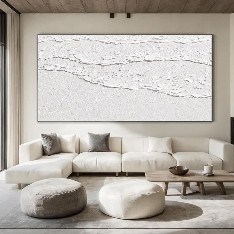 white 3D Textured Wall Art white waves Abstract painting white Ocean wave Wall – Abstract Seascape Art
