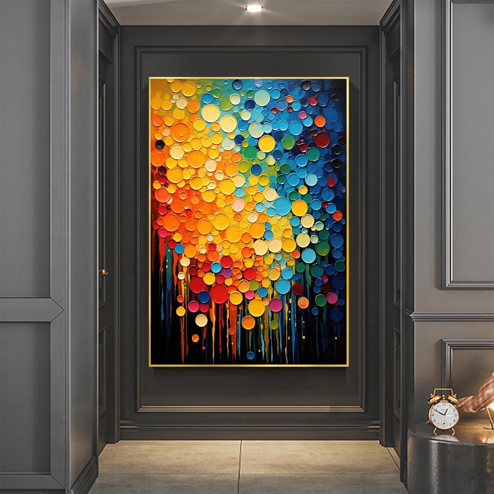 Hand-Painted Multicolor Circles – Colorful Abstract Wall Art | Impasto Hand-Painted Oil Painting, view 5