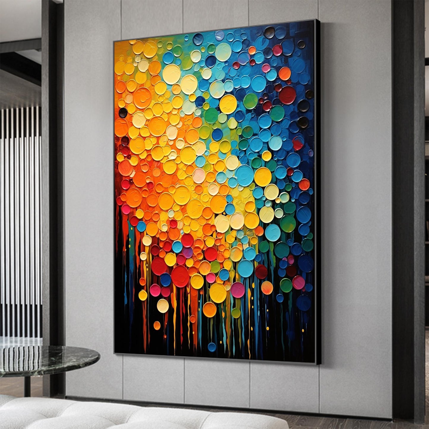 Colorful Impasto Abstract Wall Art – Hand-Painted Multicolor Circles