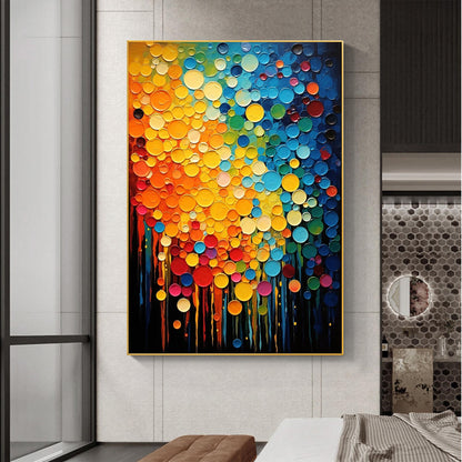 Colorful Impasto Abstract Wall Art – Hand-Painted Multicolor Circles