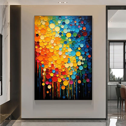 Colorful Impasto Abstract Wall Art – Hand-Painted Multicolor Circles