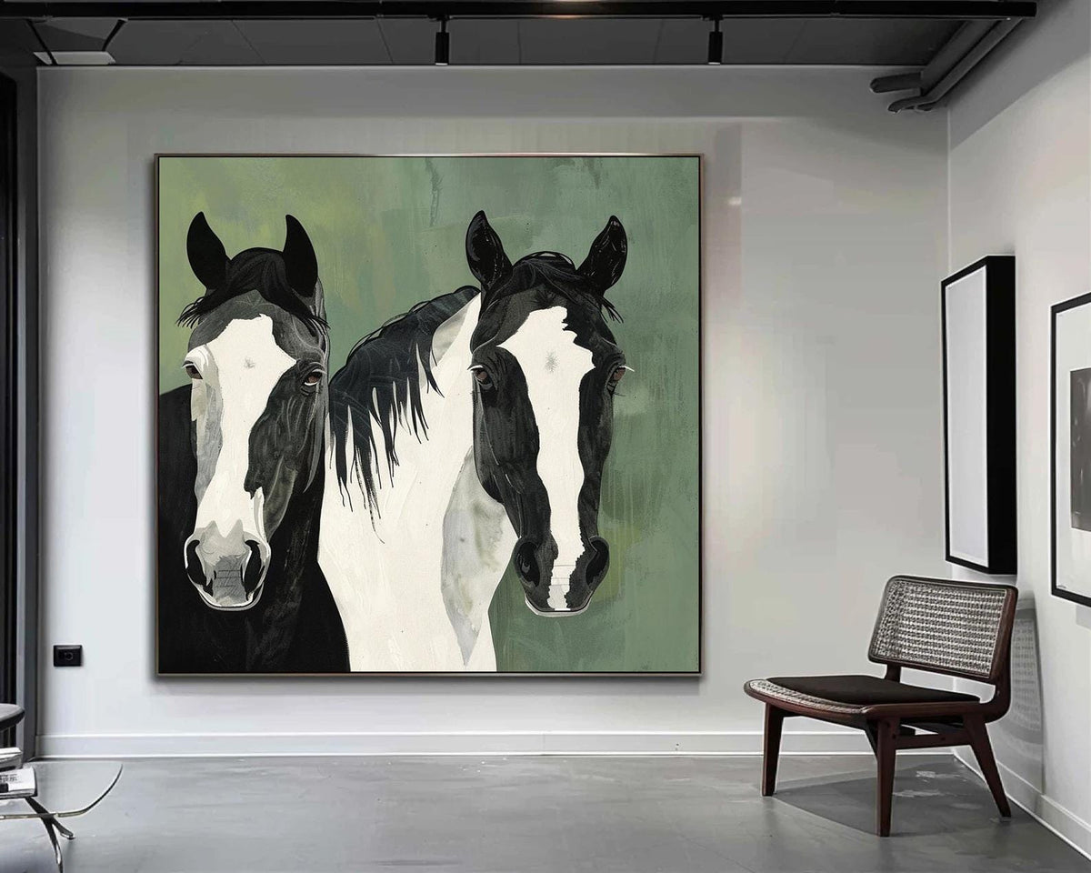 Large Abstract Horse Oil Painting on Canvas, Original Hand-painted Horse Canvas Wall Art, Modern Animal Wall Art for Living Room, Home Decor