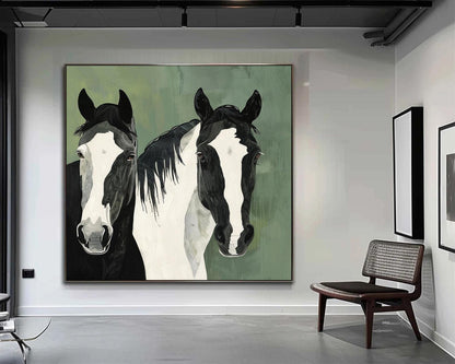 Large Abstract Horse Oil Painting on Canvas, Original Hand-painted Horse Canvas Wall Art, Modern Animal Wall Art for Living Room, Home Decor