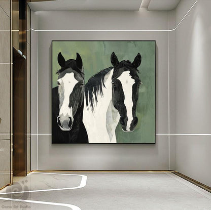 Large Abstract Horse Oil Painting on Canvas, Original Hand-painted Horse Canvas Wall Art, Modern Animal Wall Art for Living Room, Home Decor