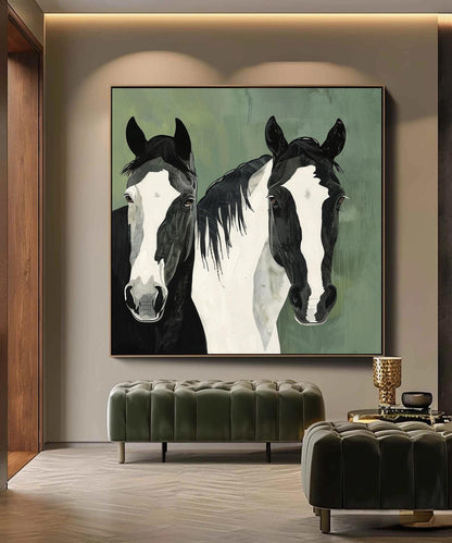 Large Abstract Horse Oil Painting on Canvas, Original Hand-painted Horse Canvas Wall Art, Modern Animal Wall Art for Living Room, Home Decor