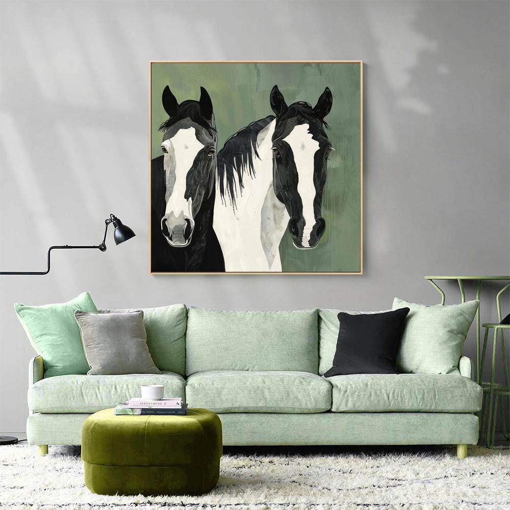 Large Abstract Horse Oil Painting on Canvas, Original Hand-painted Horse Canvas Wall Art, Modern Animal Wall Art for Living Room, Home Decor