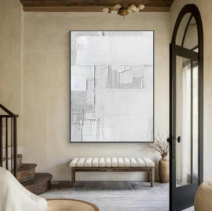 Grey and White Abstract Painting – Minimalist Wall Art