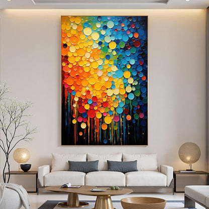 Hand-Painted Multicolor Circles – Colorful Abstract Wall Art | Impasto Hand-Painted Oil Painting, view 2